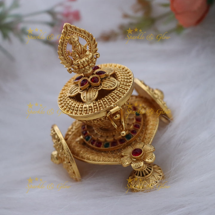 Exquisite Golden Lakshmi Kumkum Box for Celebrations