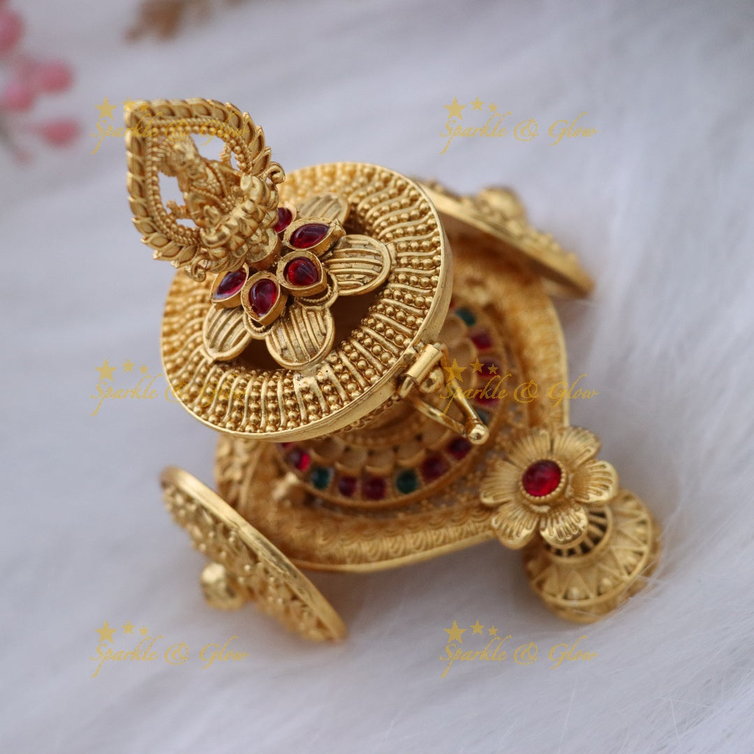 Exquisite Golden Lakshmi Kumkum Box for Celebrations