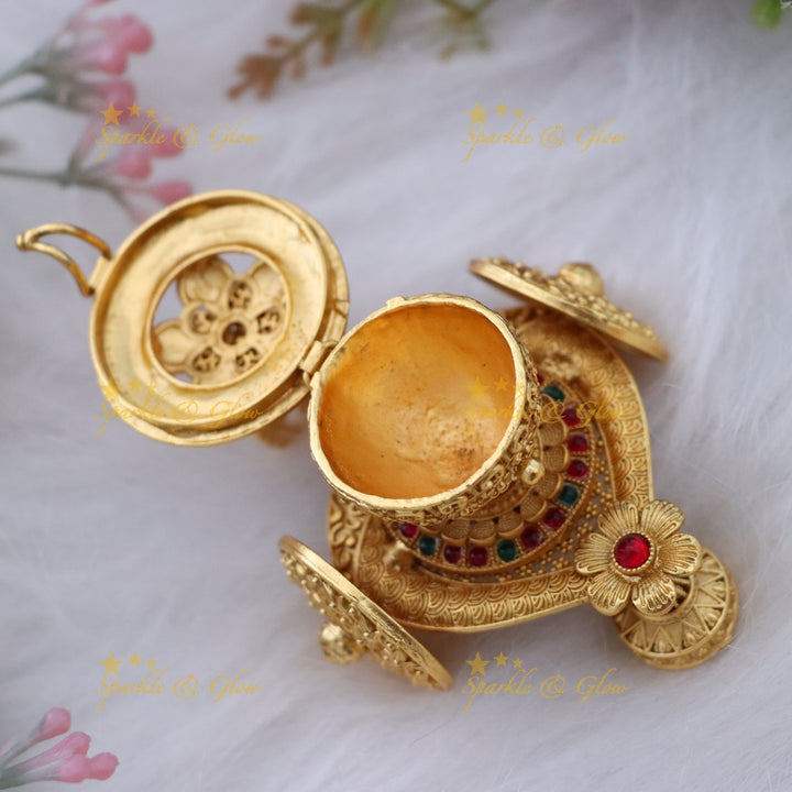 Exquisite Golden Lakshmi Kumkum Box for Celebrations