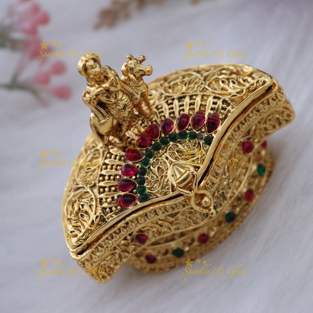 Exquisite Krishna Cow Kumkum Box - Perfect for Celebrations