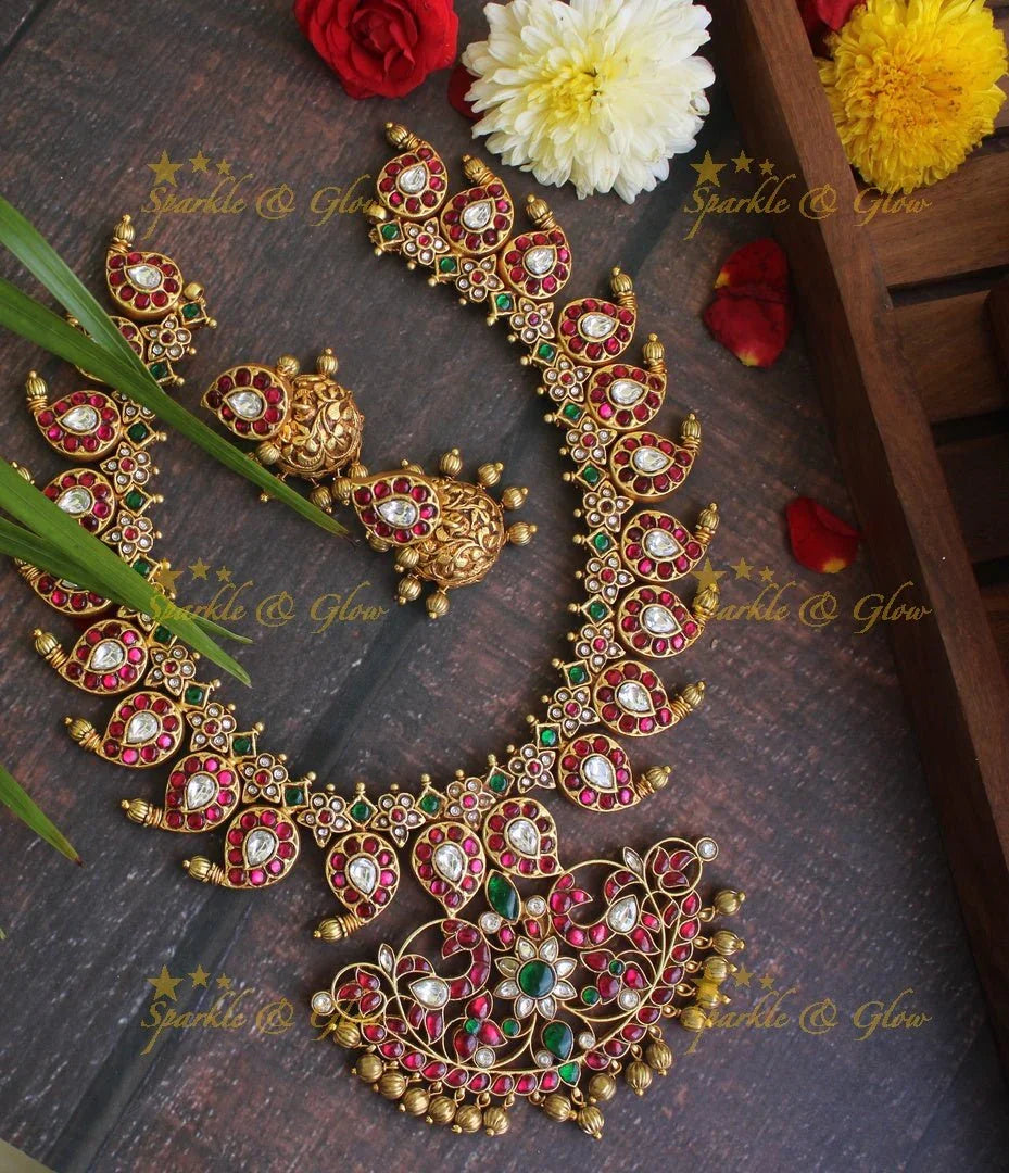 Jadau kundan Mango short necklace - White - READY TO SHIP - Sparkle and Glow