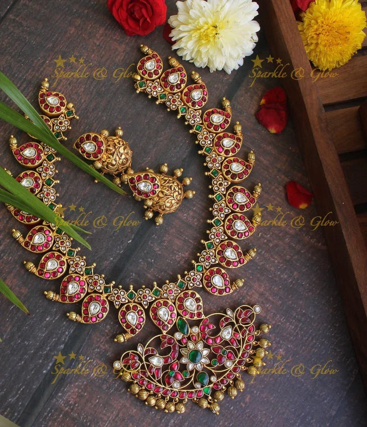 Jadau kundan Mango short necklace - White - READY TO SHIP - Sparkle and Glow