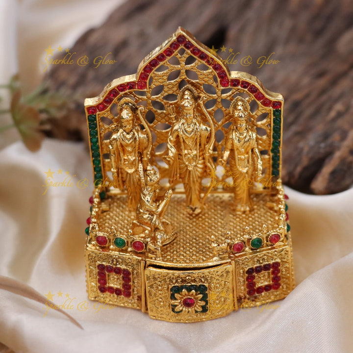 Divine Gold Lord Ram Sita Kumkum Box for Rituals