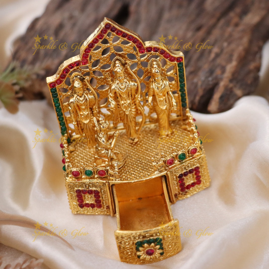 Divine Gold Lord Ram Sita Kumkum Box for Rituals