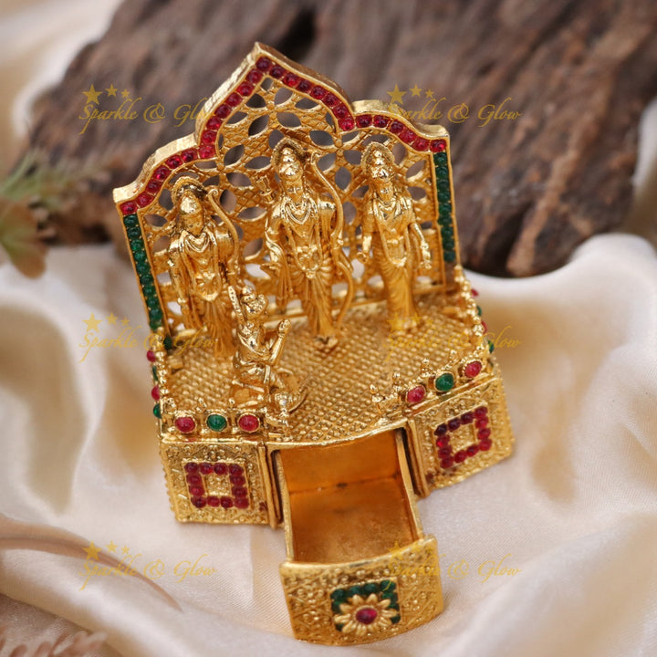 Divine Gold Lord Ram Sita Kumkum Box for Rituals