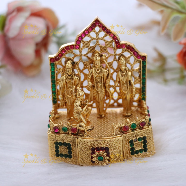 Divine Gold Lord Ram Sita Kumkum Box for Rituals