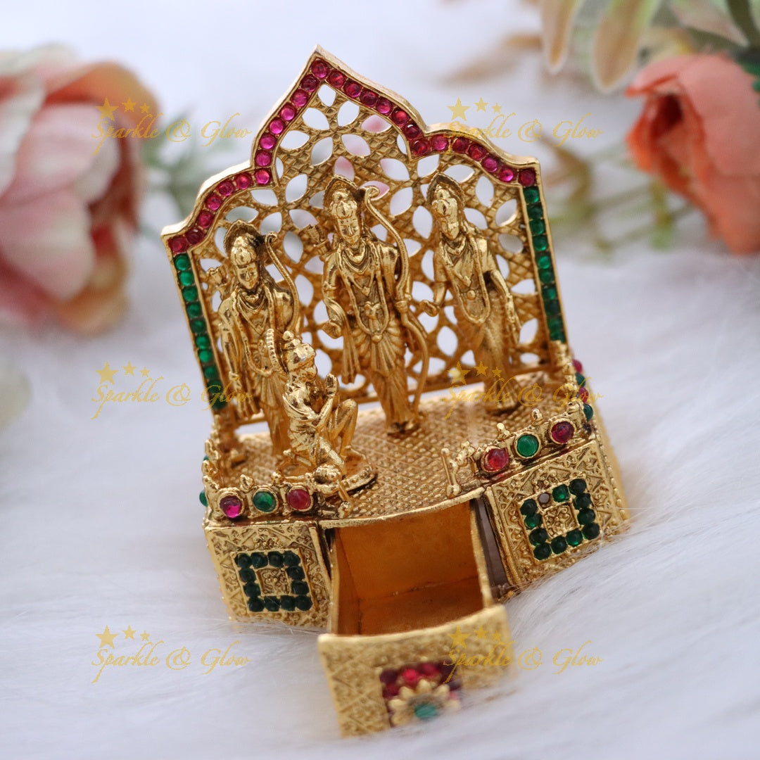 Divine Gold Lord Ram Sita Kumkum Box for Rituals