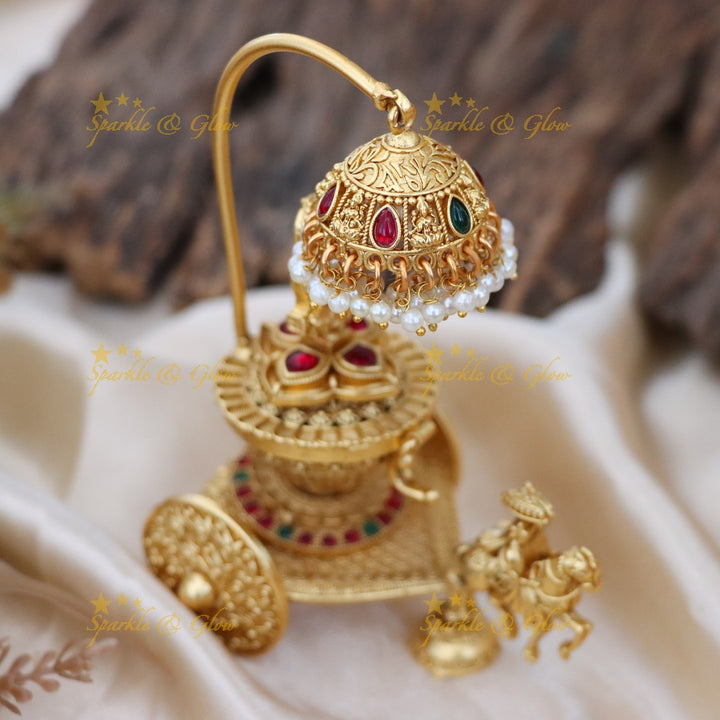 Exquisite Gold Kumkum Box with Temple Design