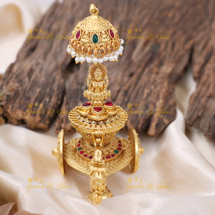 Exquisite Gold Kumkum Box with Temple Design