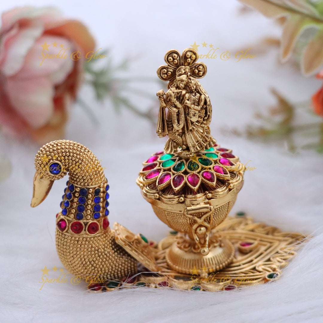 Exquisite Radha Krishna Kumkum Holder for Weddings