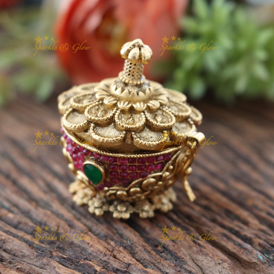 Exquisite Floral Kumkum Box - Timeless Beauty