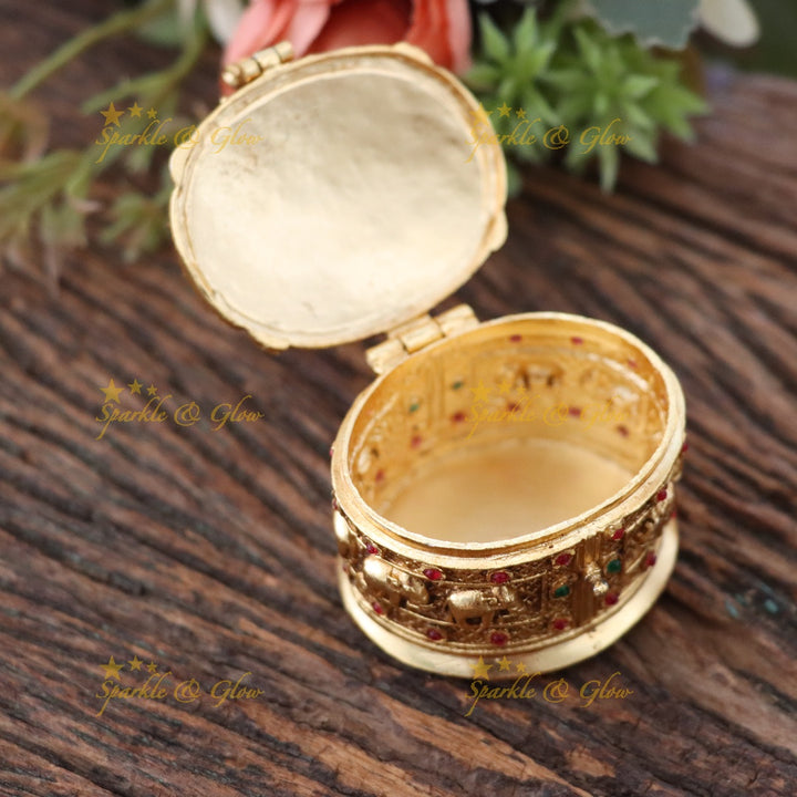 Elegant Gold Finish Kumkum Box - Festive & Wedding Ready