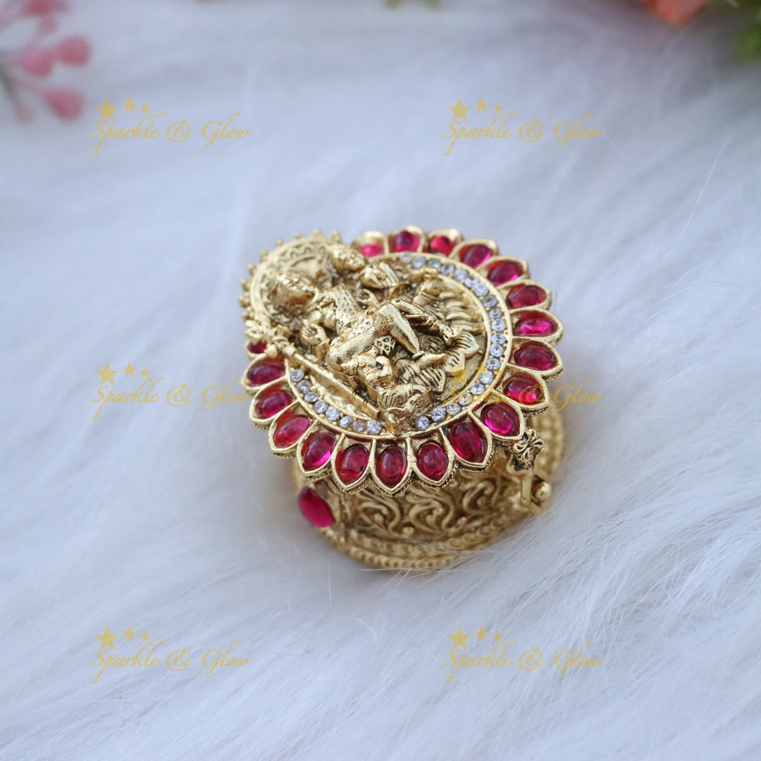 Exquisite Shiv Parvati Kumkum Box with Gold Finish