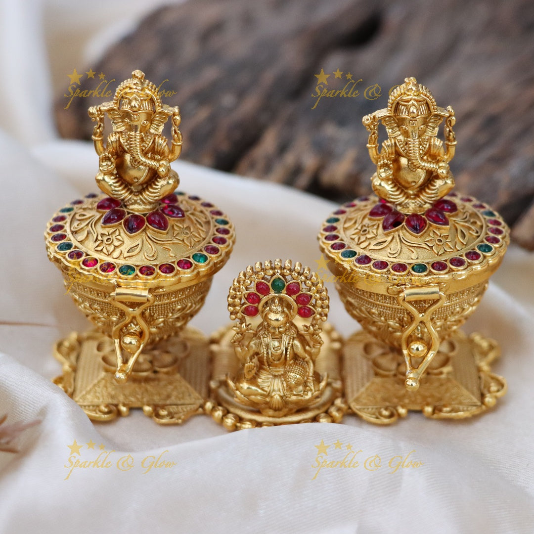 Exquisite Ganesh Lakshmi Kumkum Box Set for Celebrations