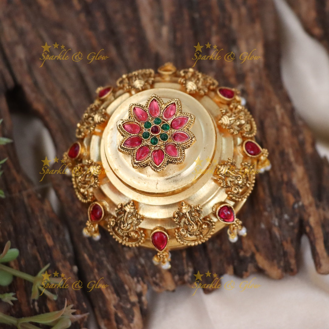 Exquisite Gold Ganesh Kumkum Box for Festive Elegance