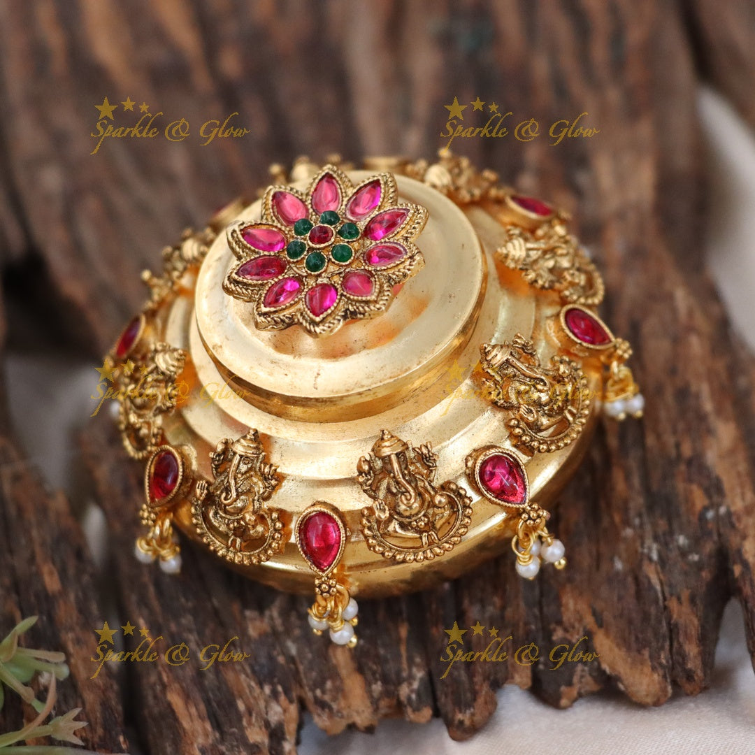 Exquisite Gold Ganesh Kumkum Box for Festive Elegance