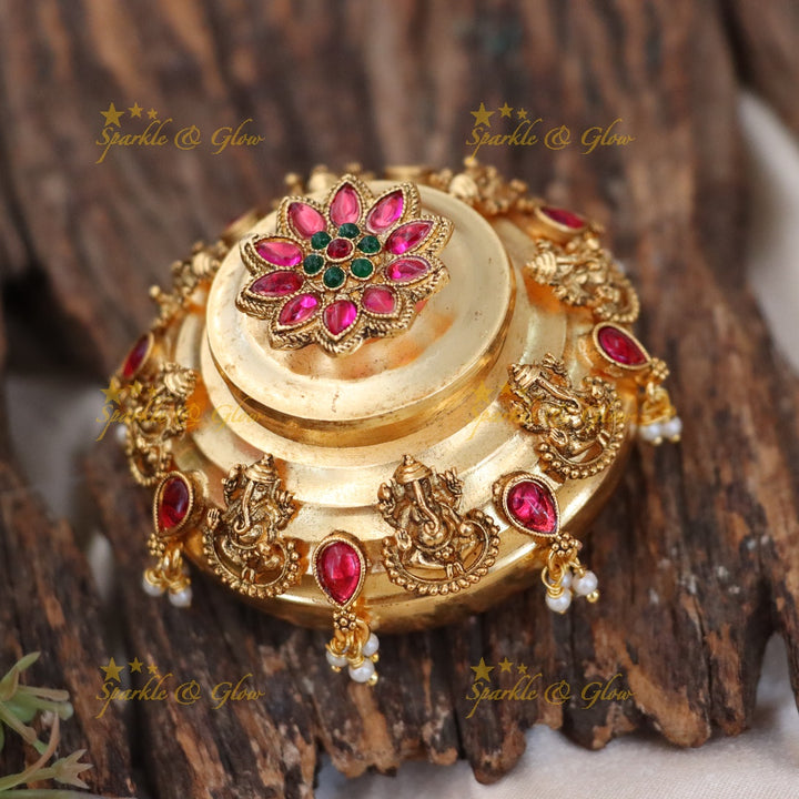 Exquisite Gold Ganesh Kumkum Box for Festive Elegance