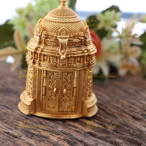 Elegant Gold Temple Kumkum Box for Festive Celebrations