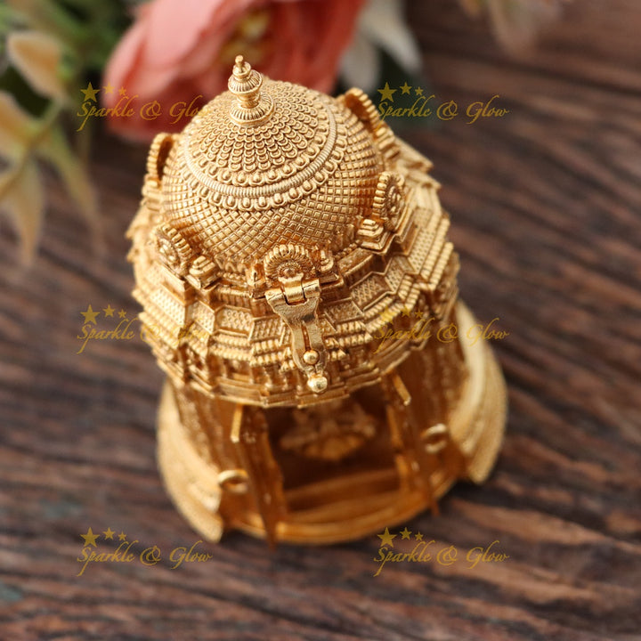 Elegant Gold Temple Kumkum Box for Festive Celebrations