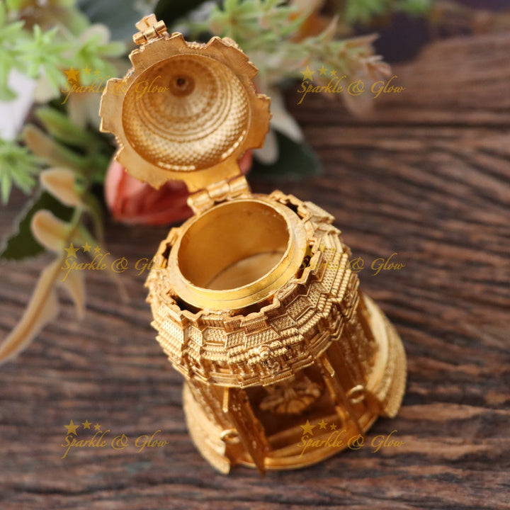 Elegant Gold Temple Kumkum Box for Festive Celebrations