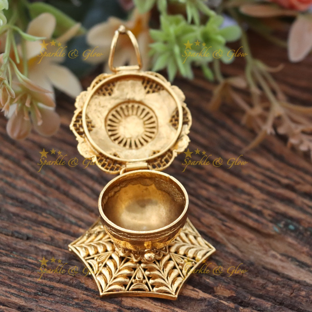 Exquisite Peacock Kumkum Box - Gold Finish Miracle