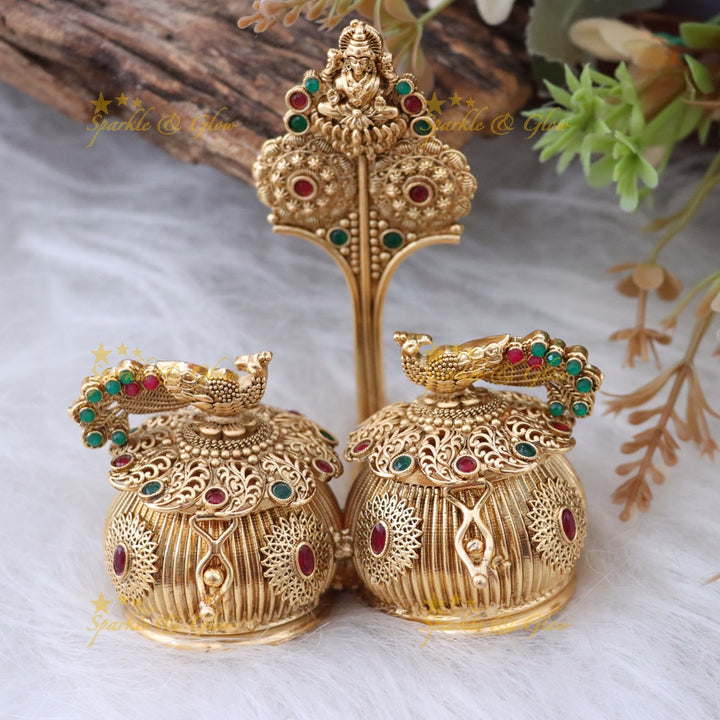 Exquisite Ornate Peacock Kumkum Box for Weddings & Festivals