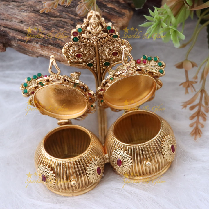 Exquisite Ornate Peacock Kumkum Box for Weddings & Festivals