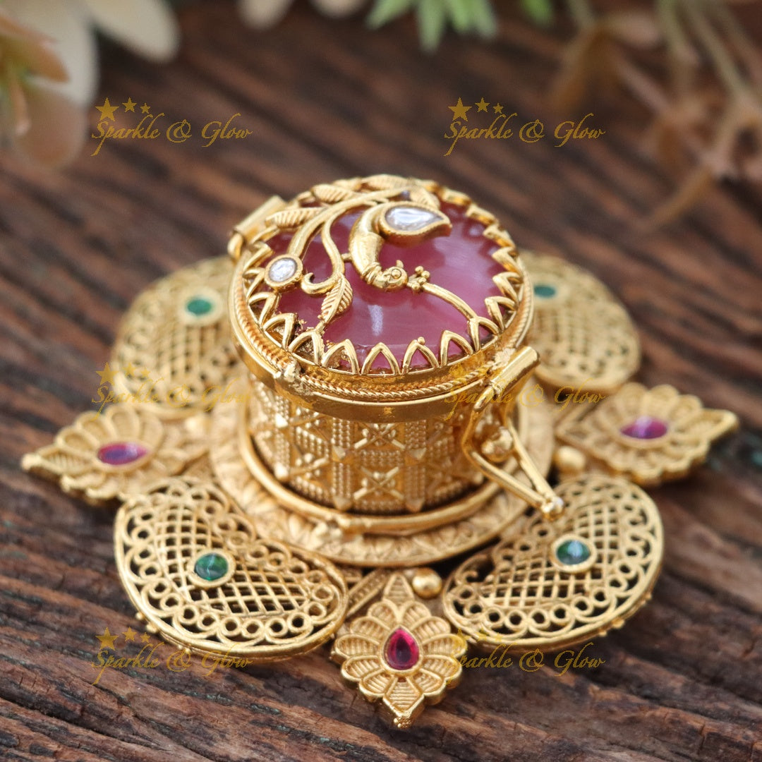 Elegant Floral Peacock Kumkum Box for Weddings & Festivals