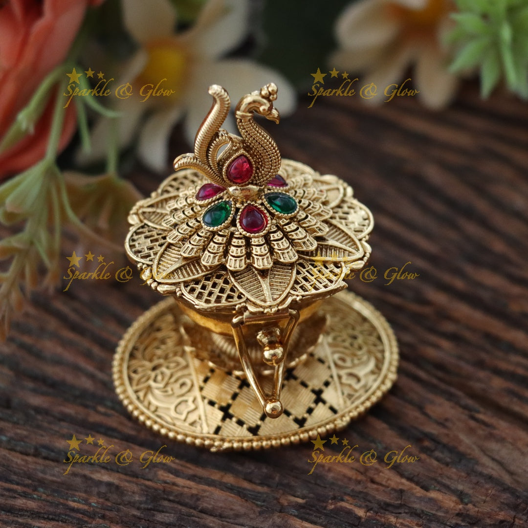 Exquisite Peacock Kumkum Box: Perfect Festive Addition