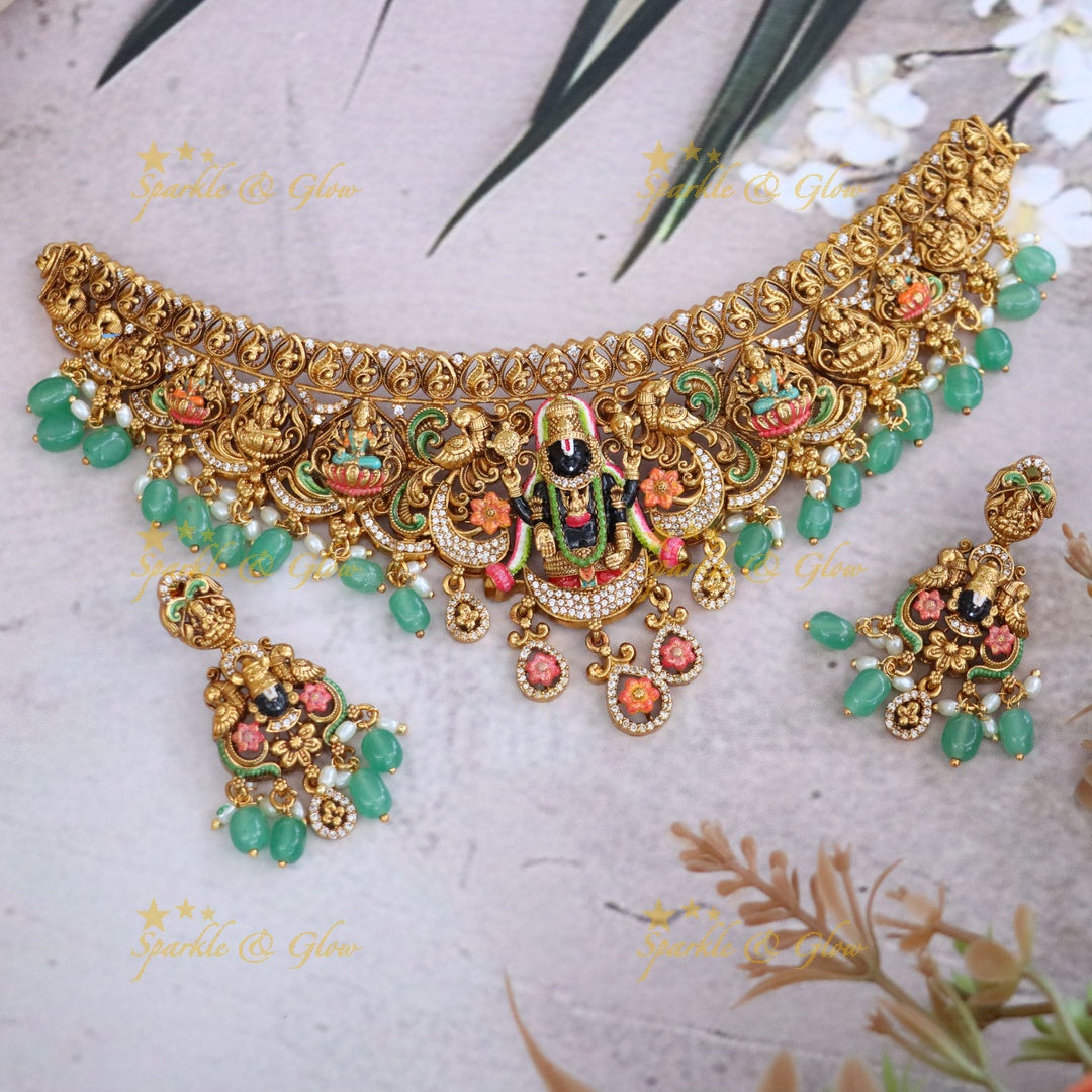 Temple Gold Necklace Set for Festivals & Weddings