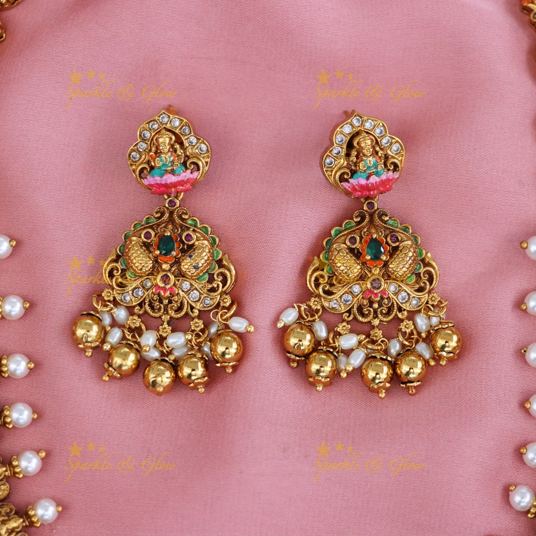 Exquisite Gold-Plated Temple Necklace with Elephants