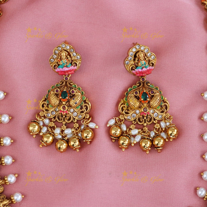 Exquisite Gold-Plated Temple Necklace with Elephants