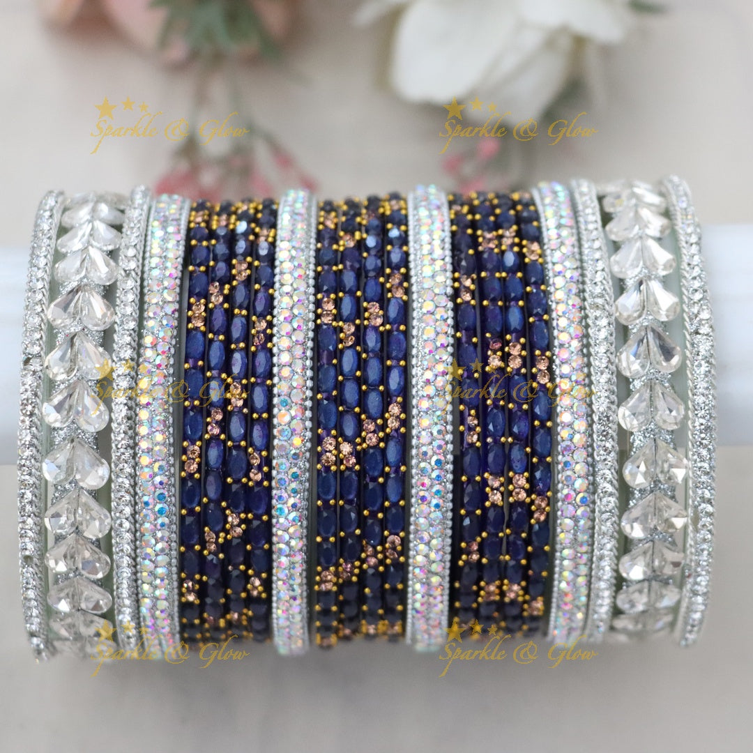 Exquisite Crystal & Gold Bangle Set - Graceful Elegance