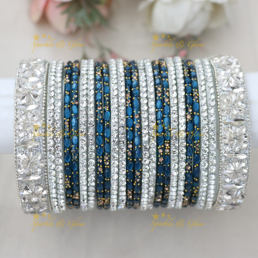 Elegant Crystal & Gold Plated Bangle Set - Shop Now