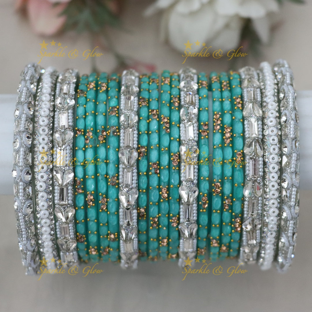 Exquisite Turquoise Bridal Bangle Set for Weddings- One Hand