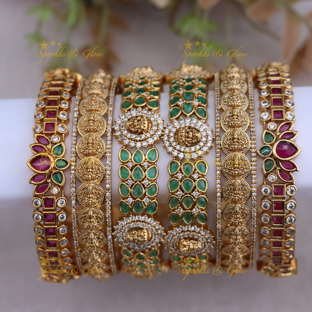 Exquisite Handcrafted Gold-Plated Bangle Set - One Hand