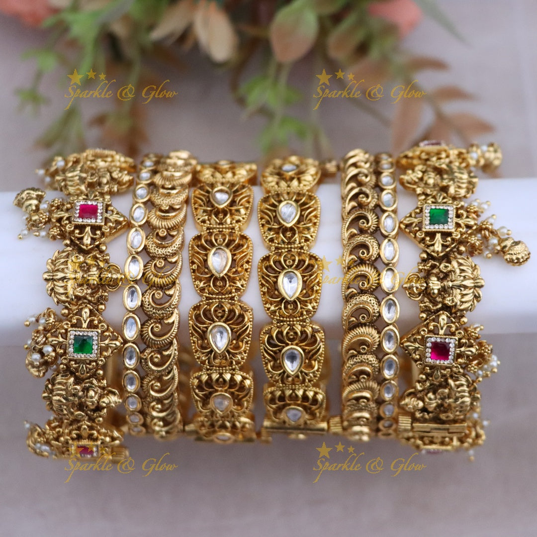 Exquisite Gold Plated Bridal Bangle Set- One Hand