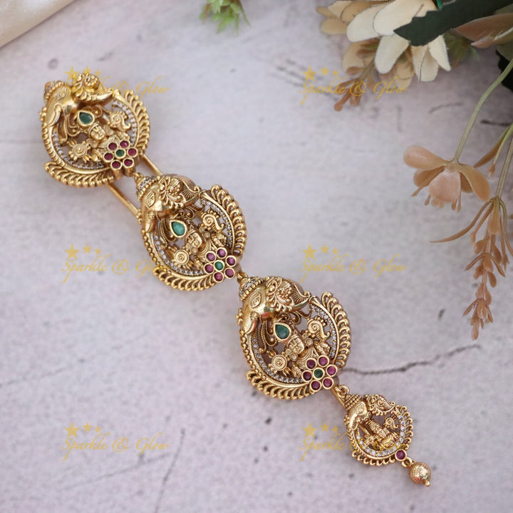 Exquisite Temple Design Gold Jadabilla Hair Accessory