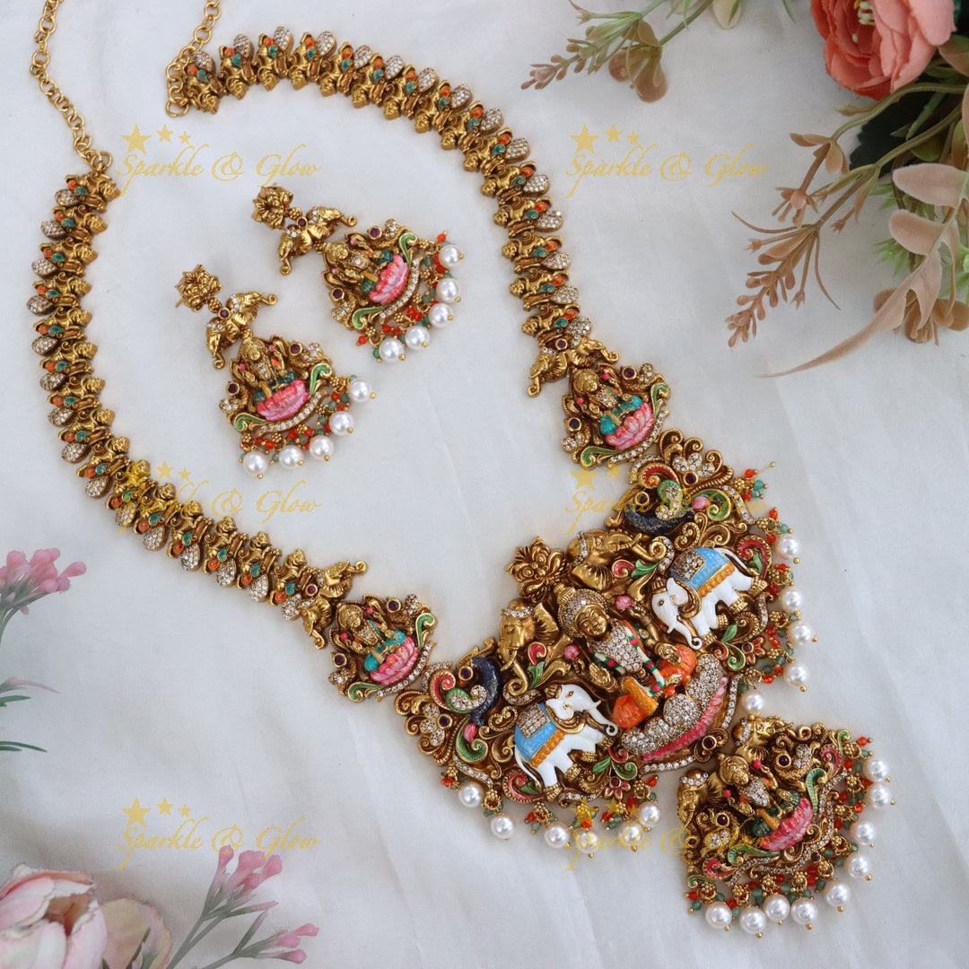 Exquisite Temple Long Necklace with Majestic Motifs