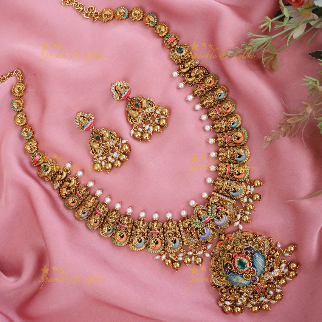 Temple Inspired Gold Plated Necklace Set
