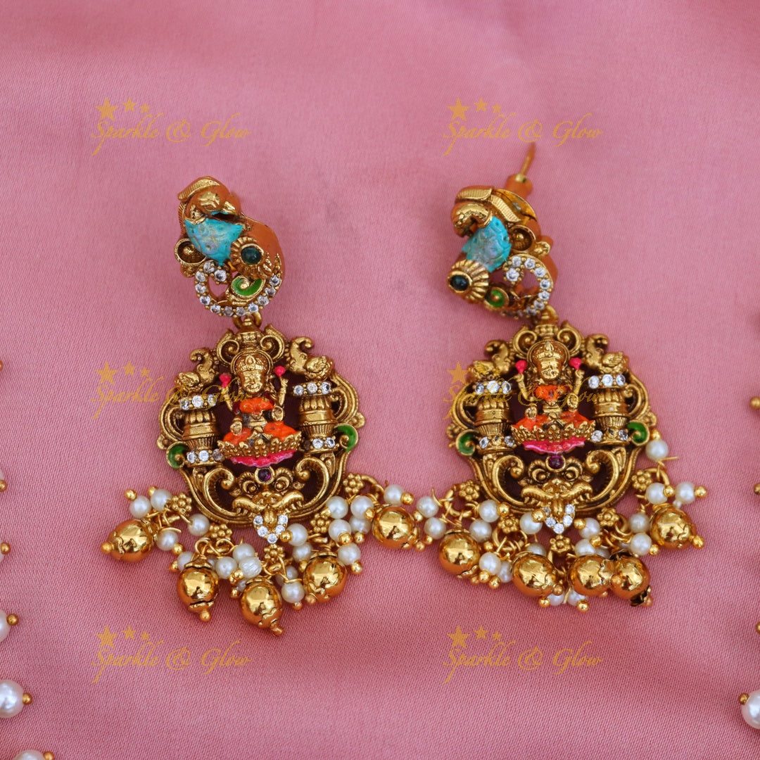 Temple Inspired Meenakari Necklace Set