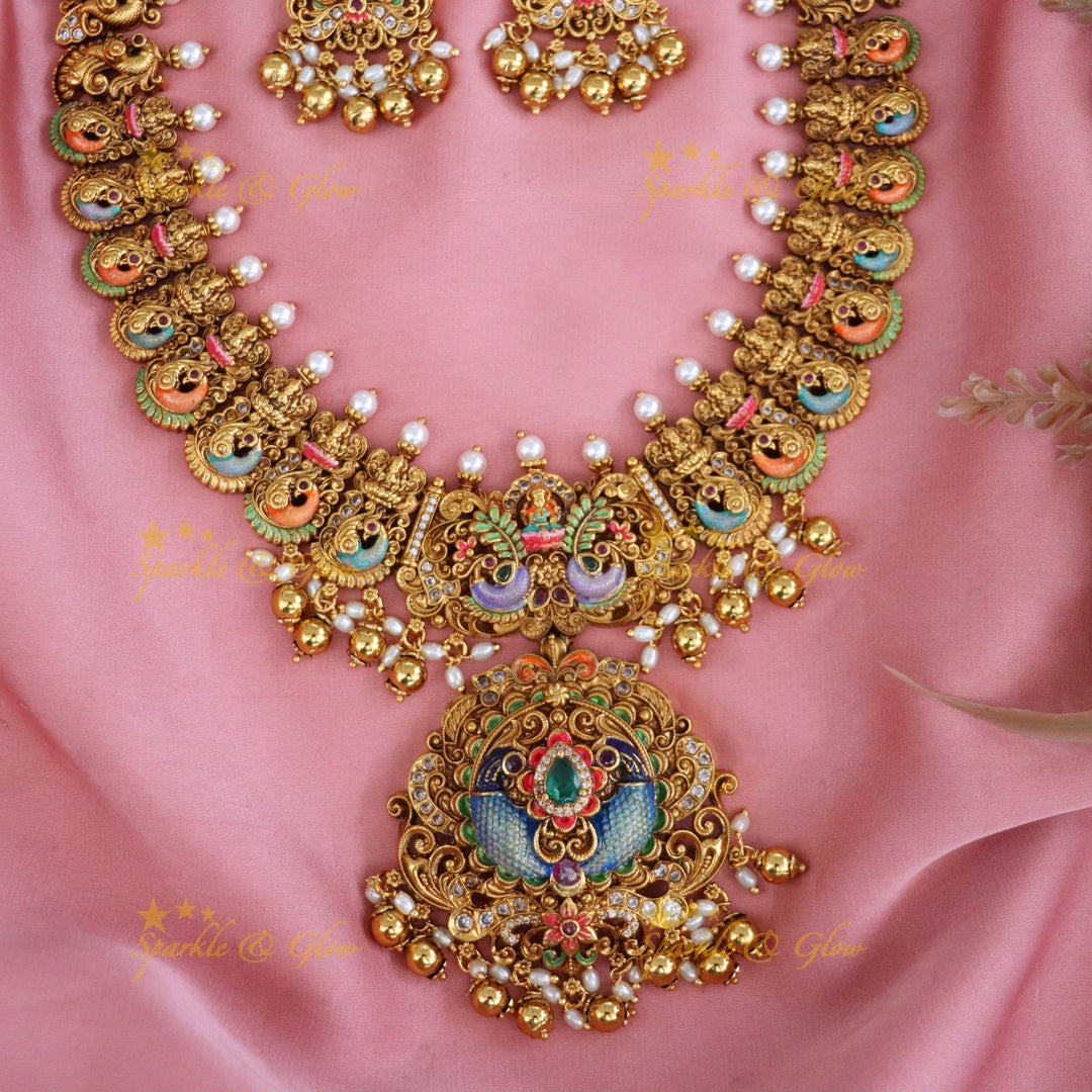 Temple Inspired Gold Plated Necklace Set
