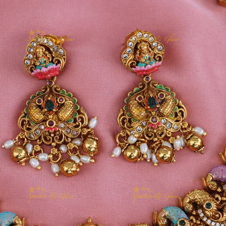 Temple Inspired Gold Plated Necklace Set