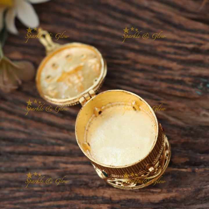 Exquisite Ganesha Gold Plated Kumkum Box for Celebrations