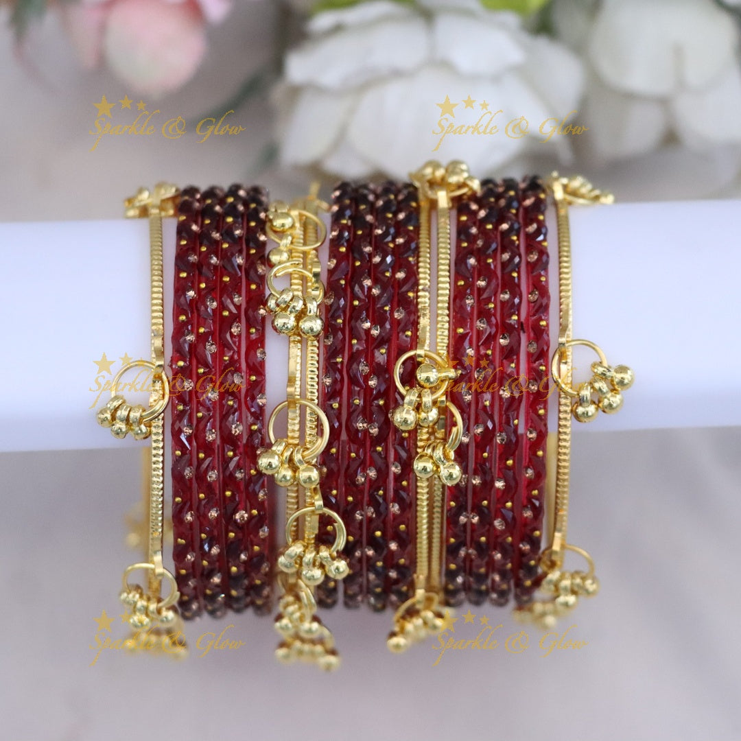 Stunning Crimson Bridal Bangle Set - Sparkle & Glow