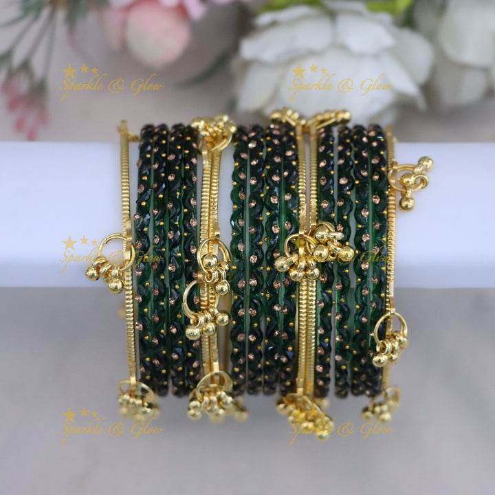 Stunning Crimson Bridal Bangle Set - Sparkle & Glow