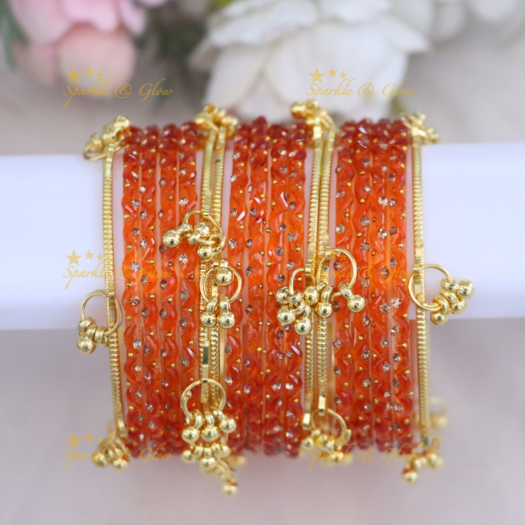 Stunning Crimson Bridal Bangle Set - Sparkle & Glow