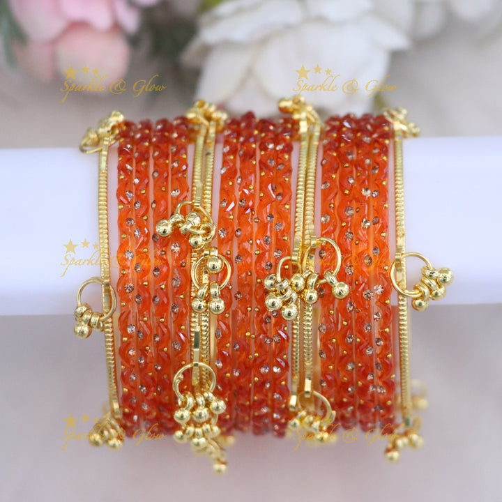 Stunning Crimson Bridal Bangle Set - Sparkle & Glow