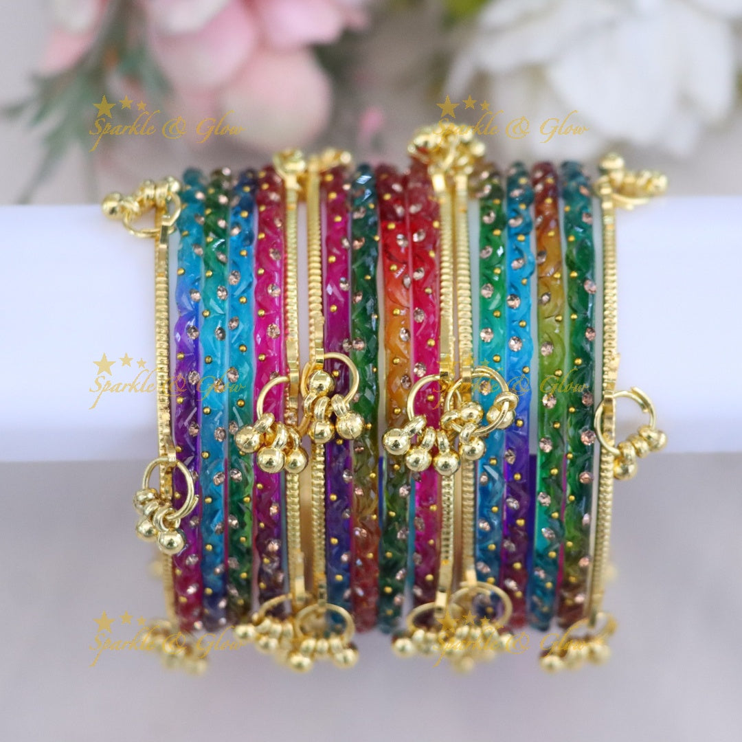 Stunning Crimson Bridal Bangle Set - Sparkle & Glow