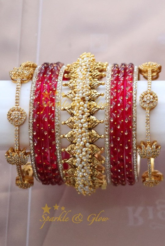 Green and Gold Bridal Bangles Set for Wedding Elegance